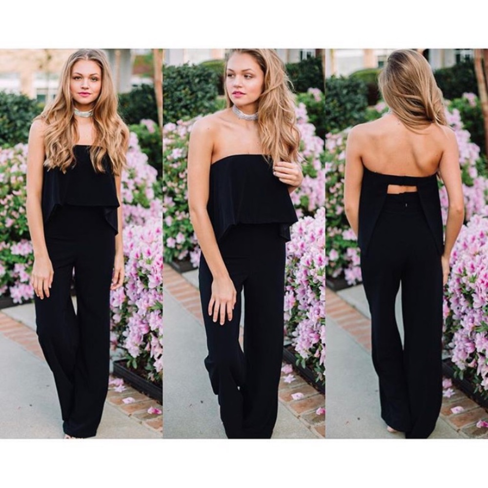 Black strapless jumpsuit